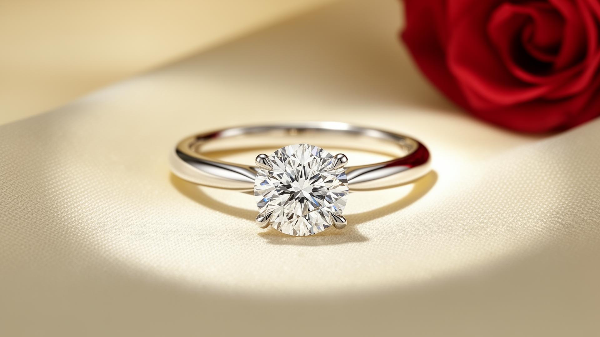 Brilliant-cut diamond solitaire engagement ring